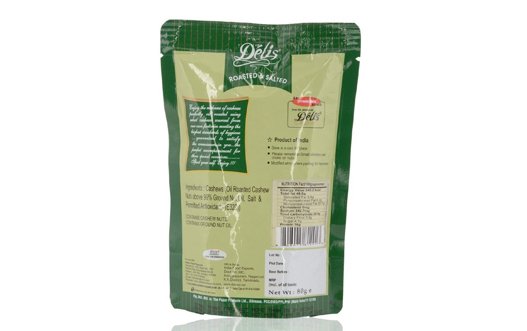 Delis Cashews Roasted & Salted Golden Brown   Pack  400 grams
